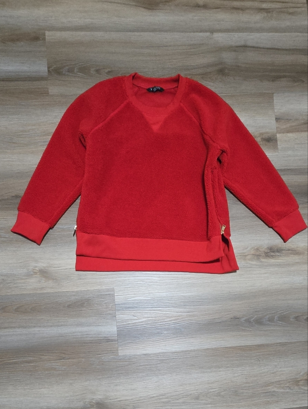 Ralph Lauren Black Label Red Sherpa Gold Zip Pullover Size L - Picture 3 of 12